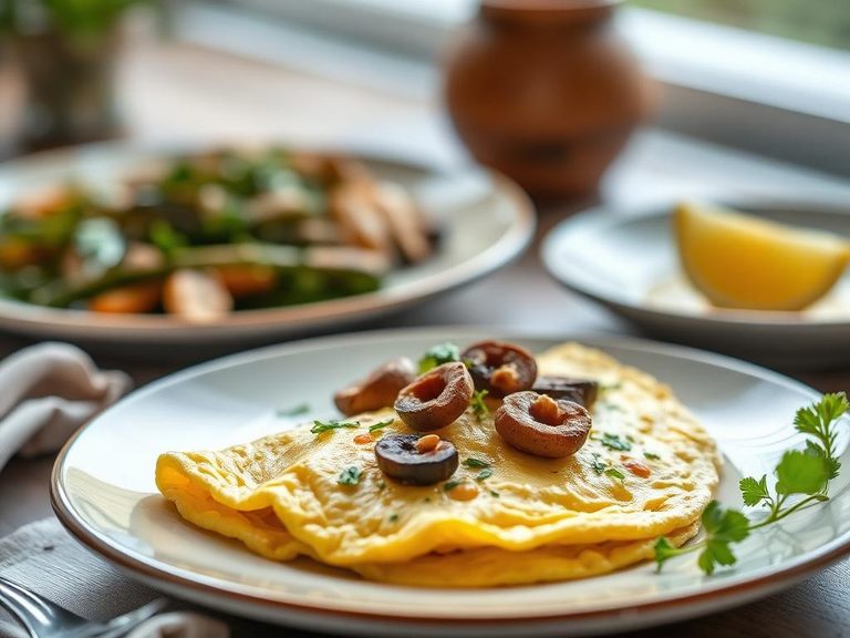 Omelet with mushrooms and herbs