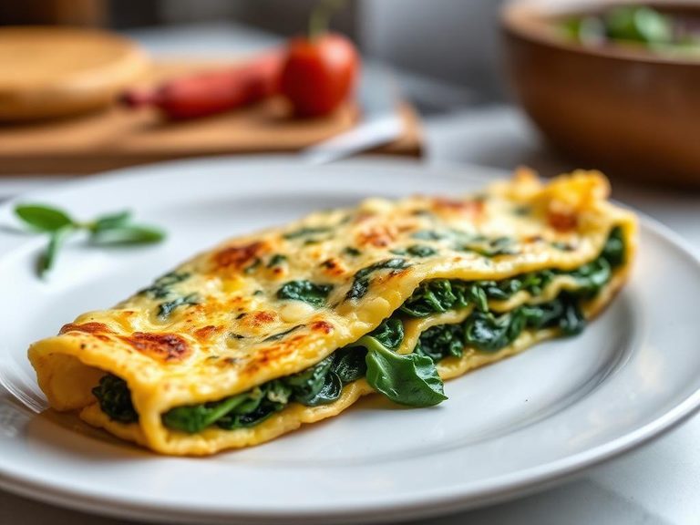 Omelette au Fromage et Épinards
