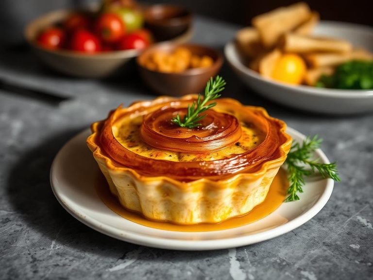 Onion ring-topped casserole