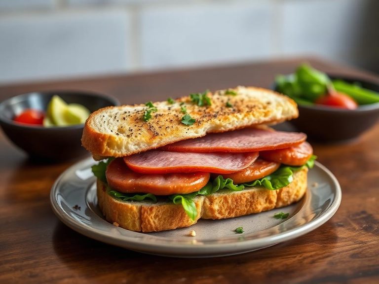 Open-faced Liverwurst Sandwich