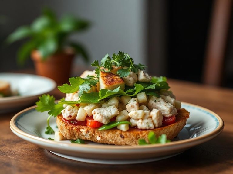 Open-faced poultry salad melt