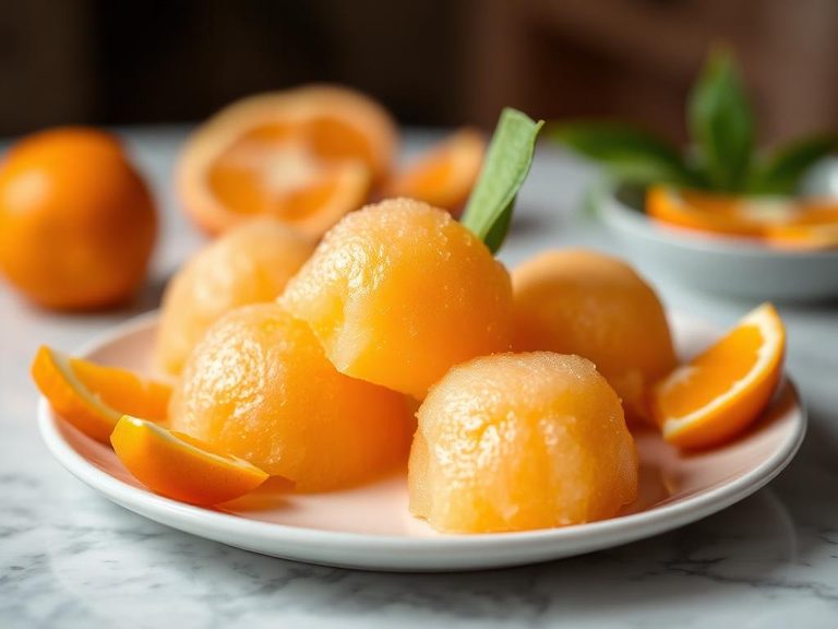 Orange-flavored sorbet or granita