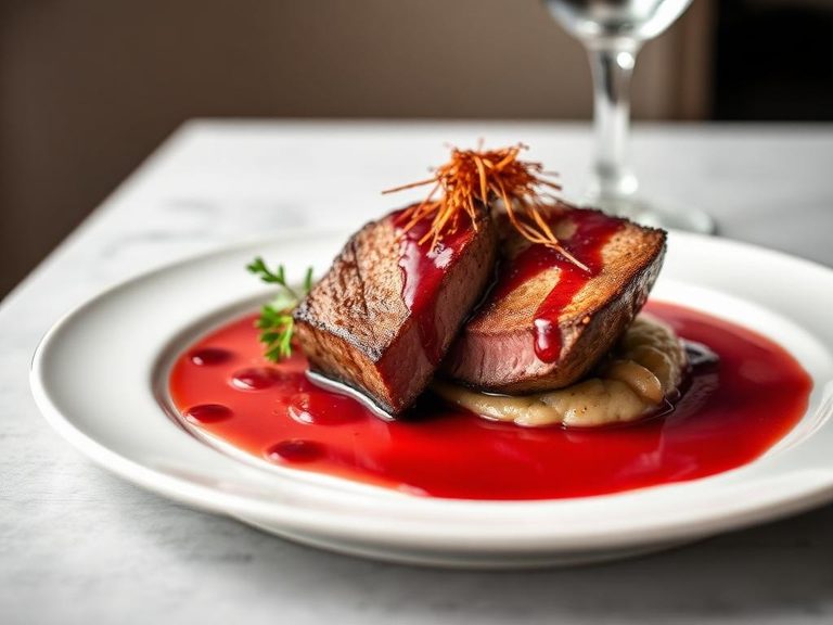 Ostrich Fillet with Red Wine Reduction