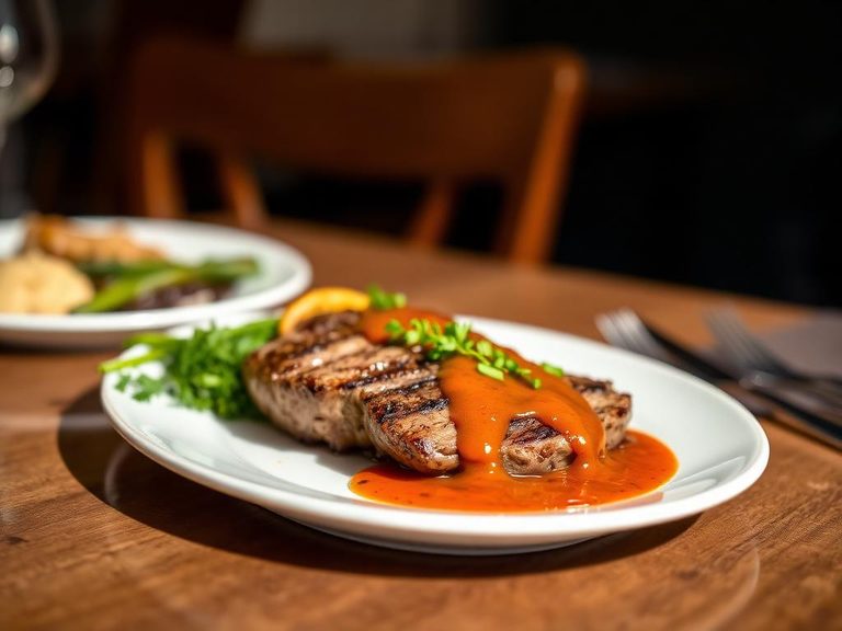 Ostrich Steak with Pepper Sauce