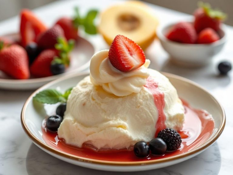 Over vanilla ice cream or fresh fruit