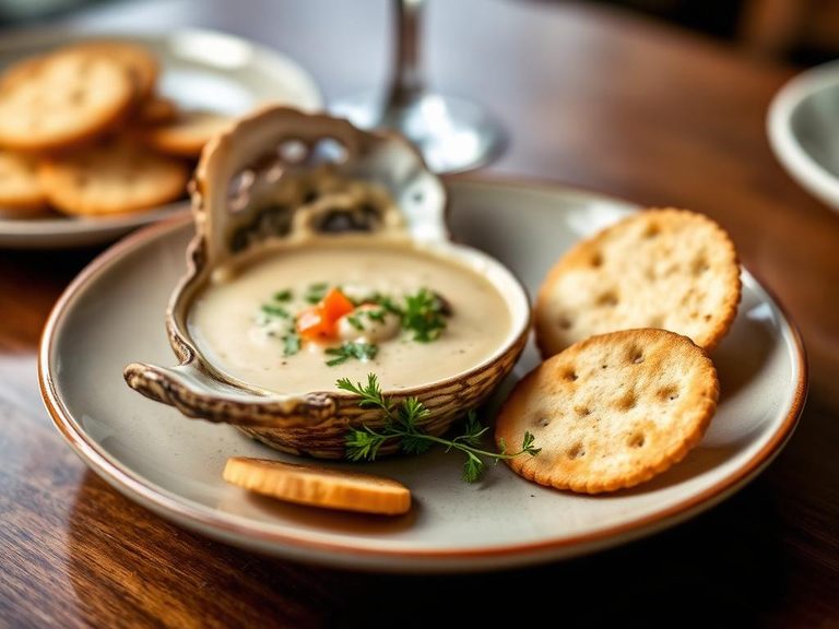 Oyster Soup with Crackers