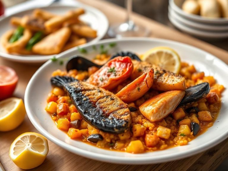 Paella with smoked fish