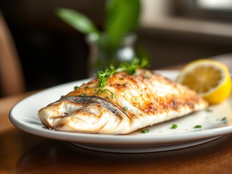 Pan-fried burbot with lemon and herbs