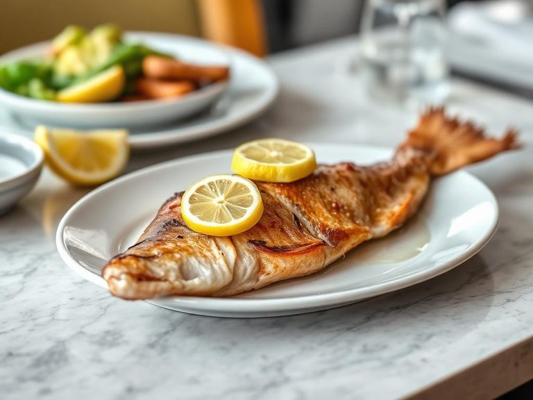 Pan-fried perch with lemon and butter
