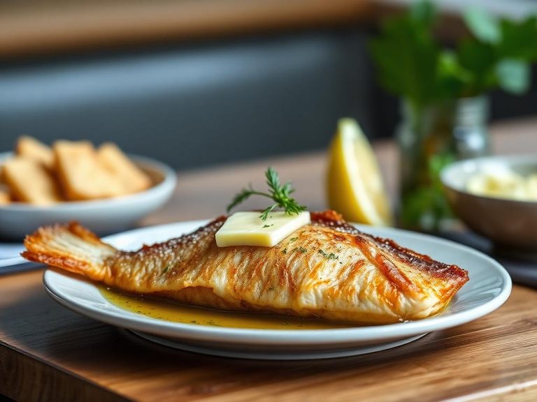 Pan-fried perch with lemon butter