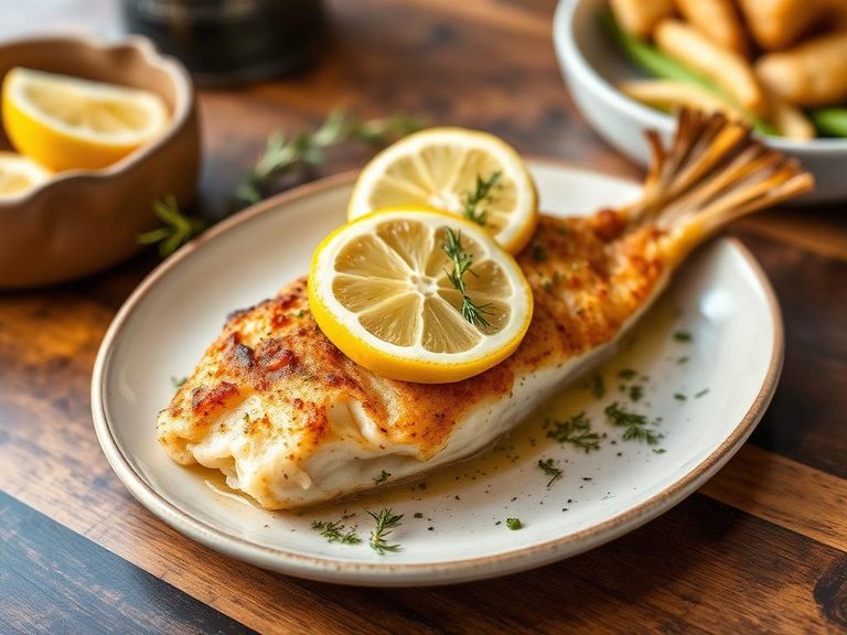Pan-fried whitefish with lemon and herbs
