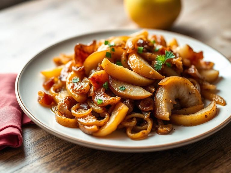 Pan-fried with onions and apples