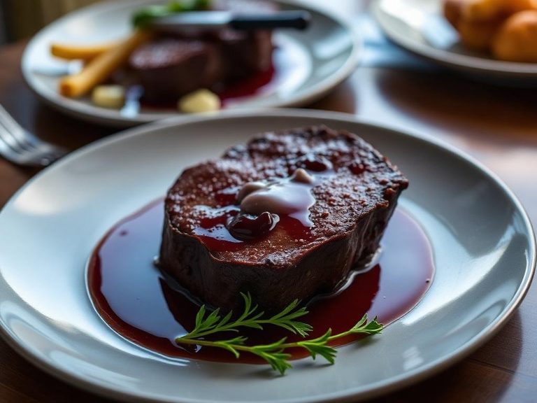 Pan-Seared Bison with Red Wine Reduction