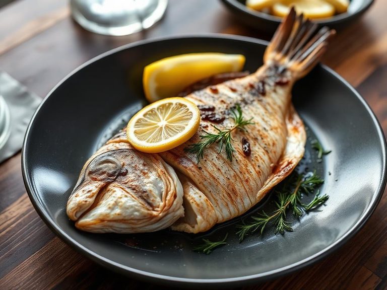 Pan-seared croaker with lemon and herbs
