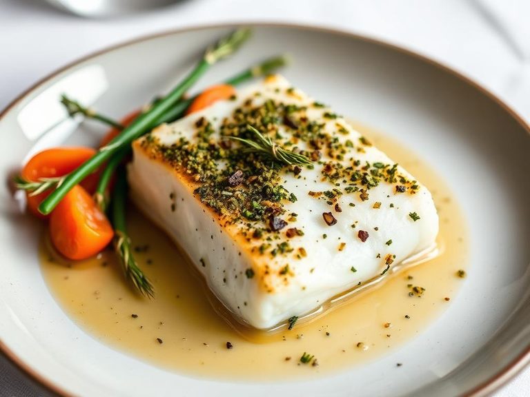 Pan-Seared Halibut with Herb Crust