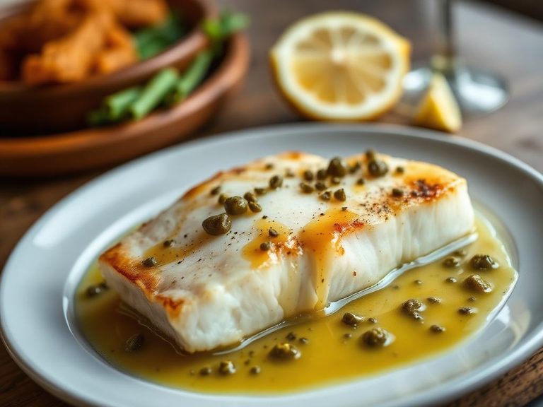 Pan-Seared Halibut with Lemon Caper Sauce