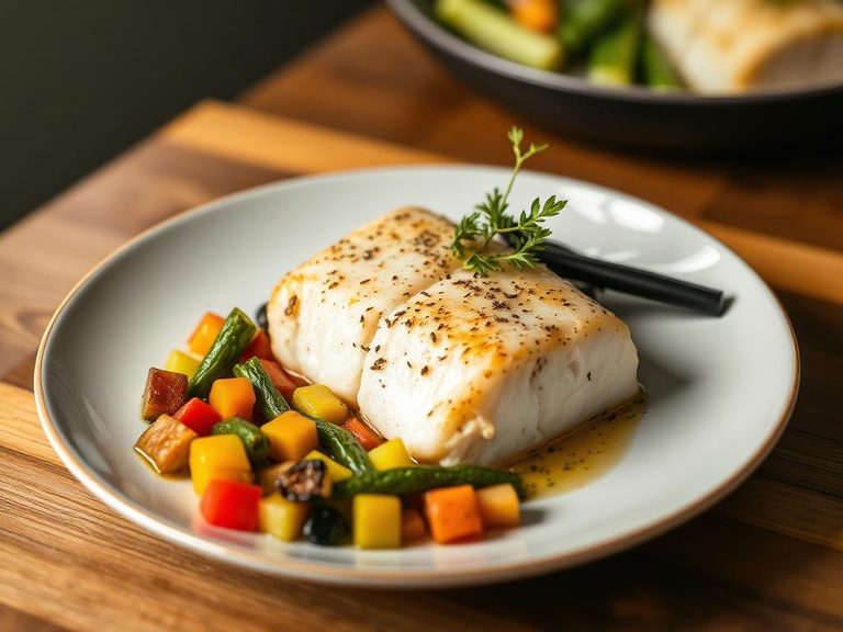 Pan-Seared Halibut with Vegetables