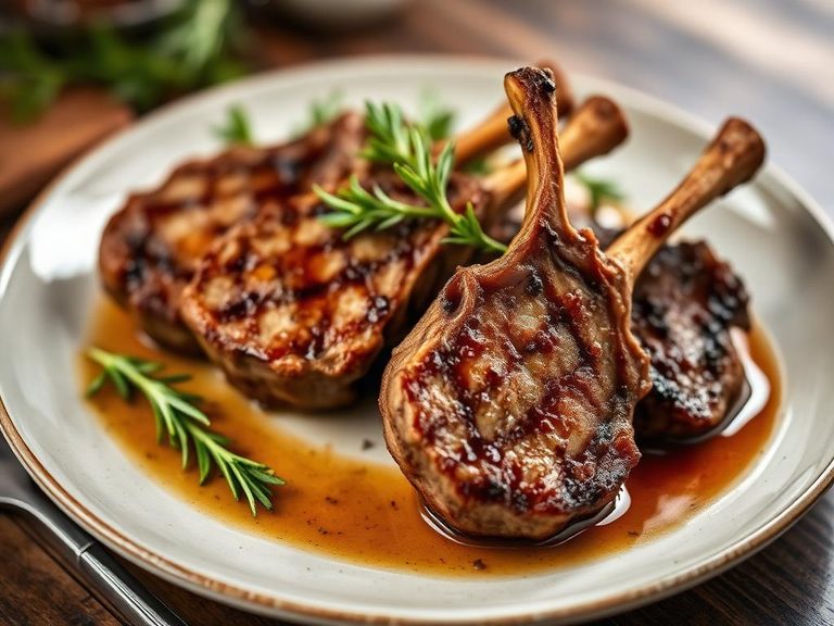 Pan-seared lamb chops with rosemary