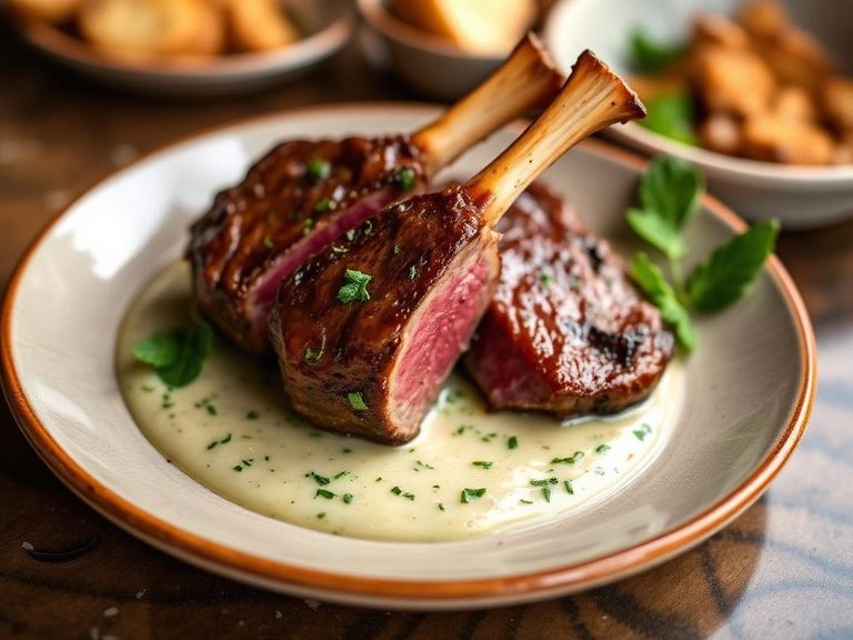 Pan-Seared Lamb Flap with Mint Sauce
