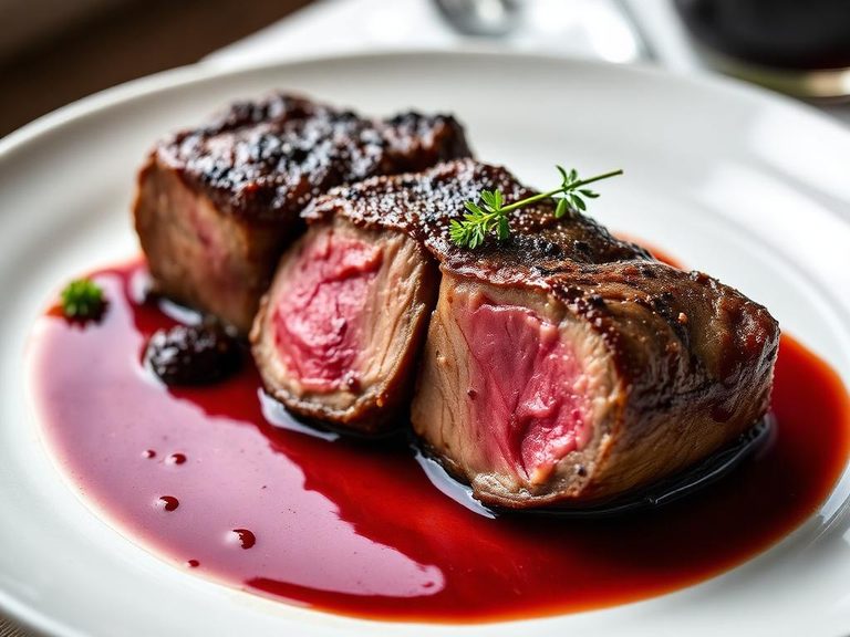 Pan-Seared Lamb Loin with Red Wine Reduction