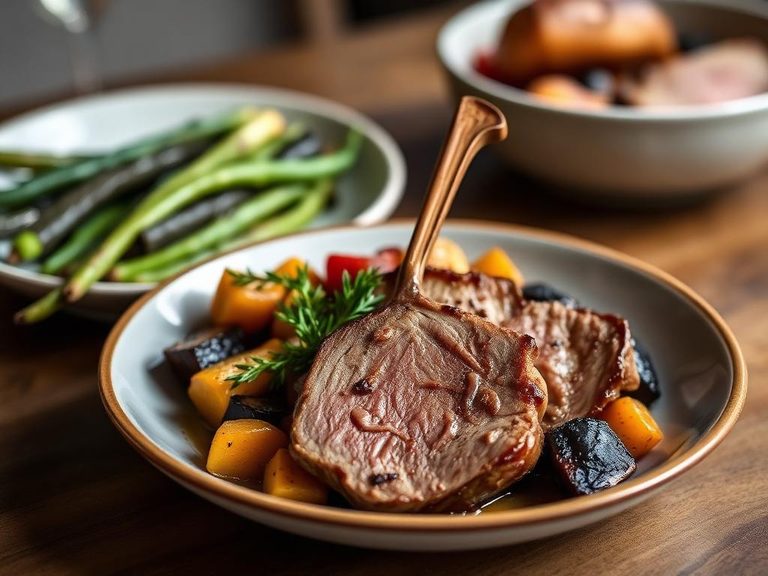 Pan-Seared Lamb Loin with Roasted Vegetables