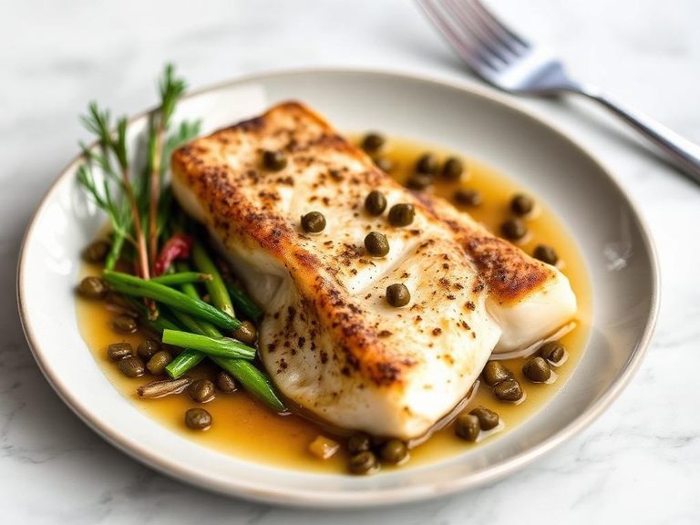 Pan-Seared Lingcod with Garlic and Capers