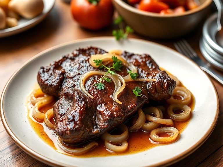 Pan-seared liver with onions