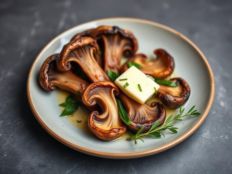 Pan-seared maitake with butter and herbs