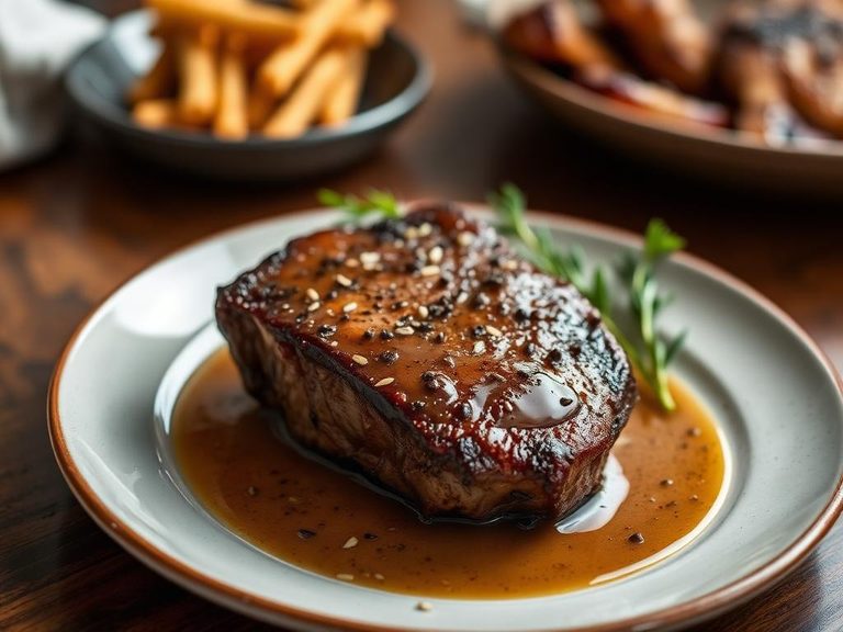 Pan-Seared Porterhouse with Peppercorn Sauce