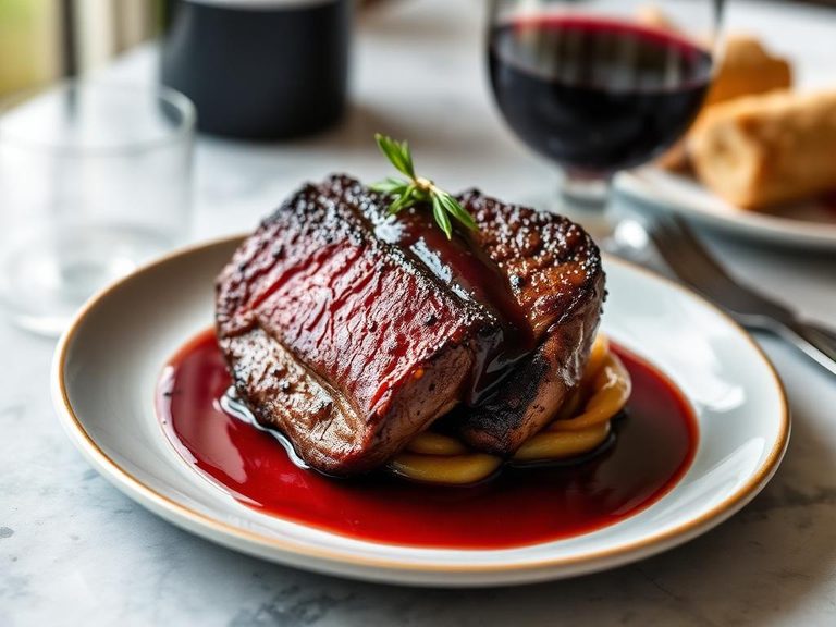 Pan-Seared Porterhouse with Red Wine Reduction