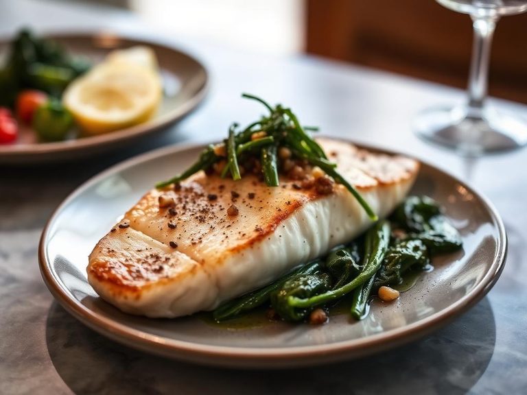 Pan-Seared Sole with Sautéed Greens