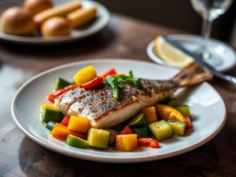 Pan-Seared Sole with Sautéed Zucchini and Peppers