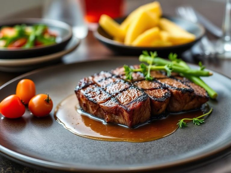 Pan-seared steak with sauce