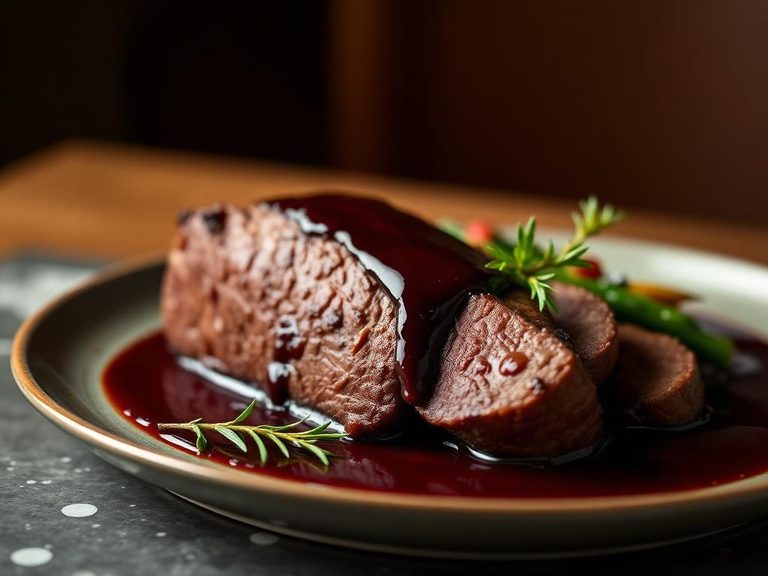 Pan-Seared Tenderloin with Red Wine Reduction