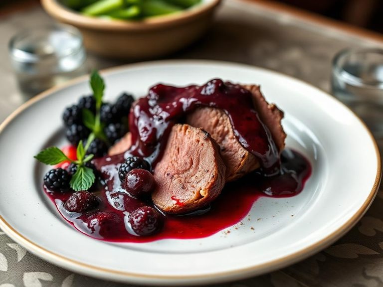 Pan-Seared Tongue with Berry Sauce
