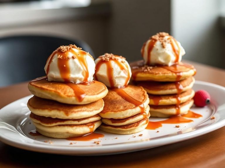 Pancake sundaes with ice cream