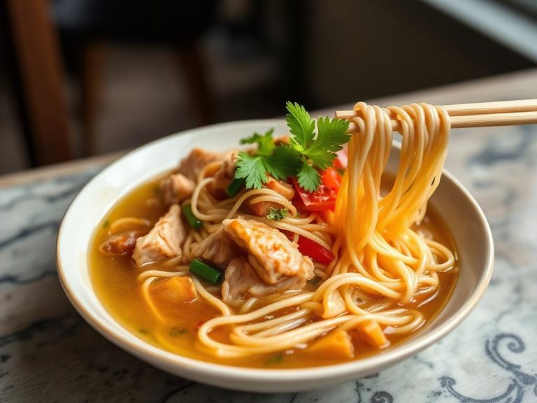 Pancit Sotanghon (Filipino glass noodle soup)