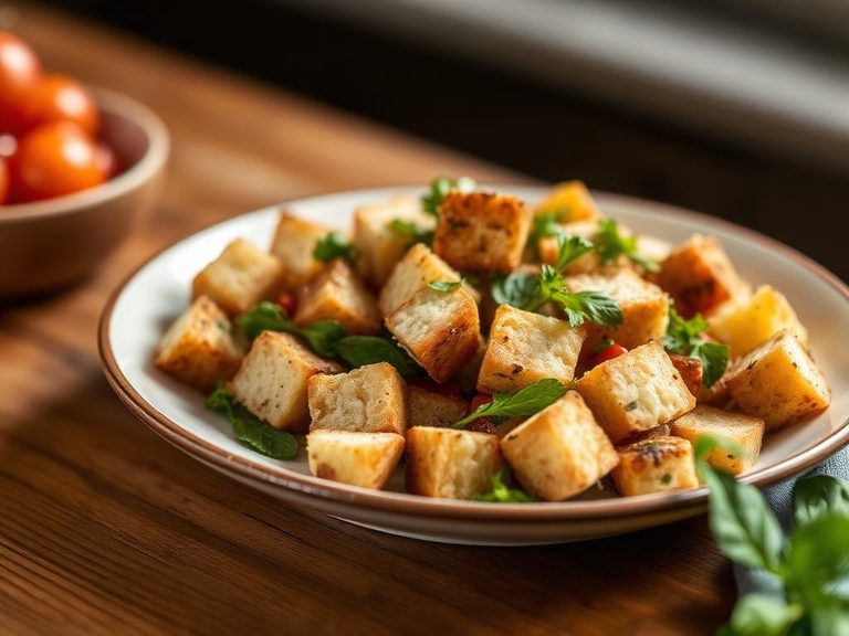 Panzanella salad croutons