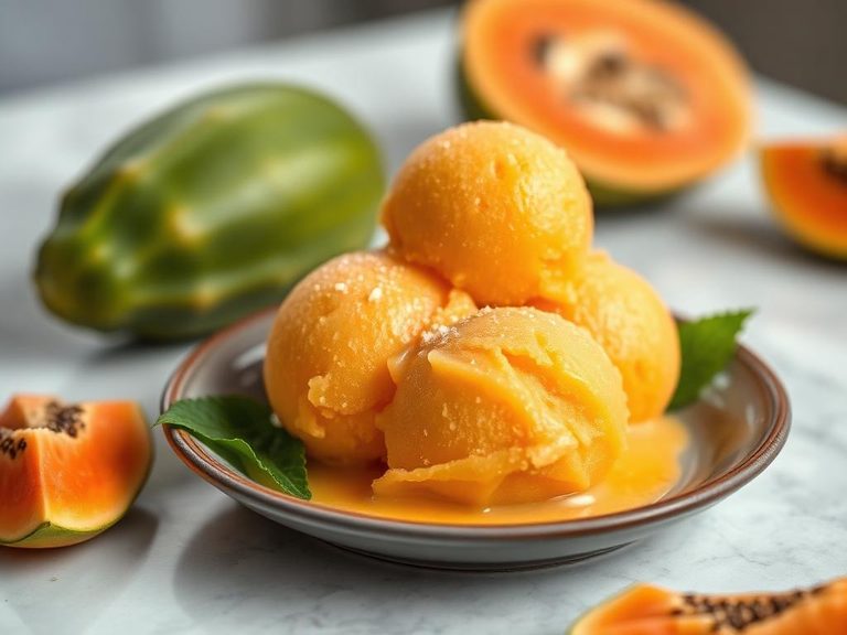 Papaya ice cream or sorbet
