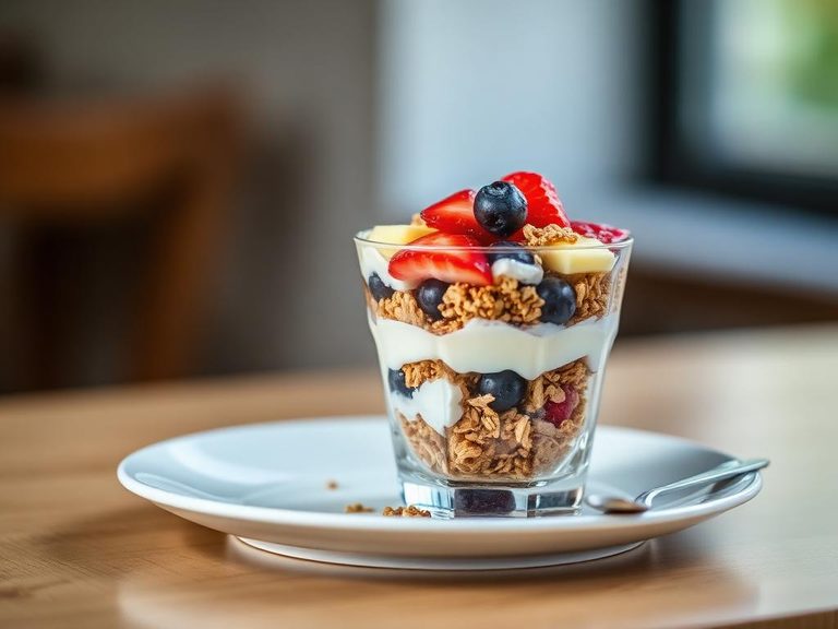 Parfait (layered with granola and fresh fruit)