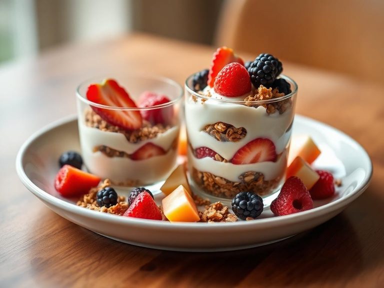Parfait with granola and fresh fruit
