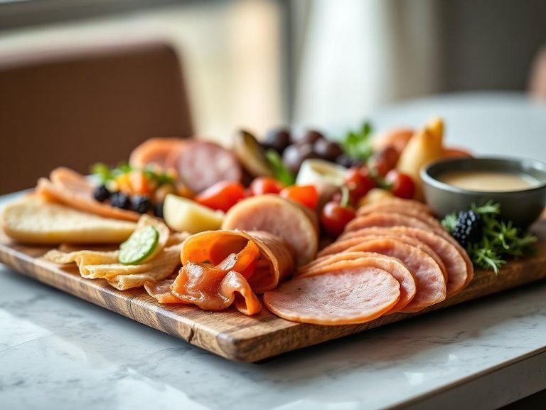 Part of a charcuterie or deli platter