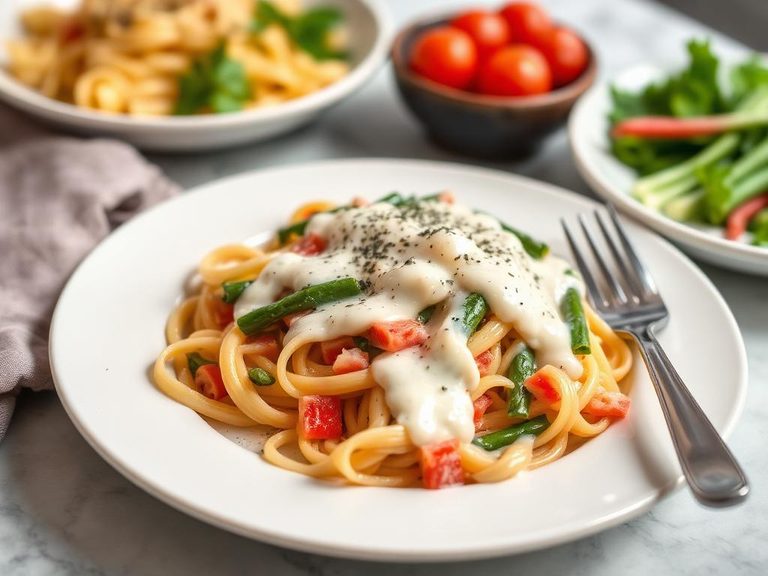 Pasta Primavera with Alfredo Sauce