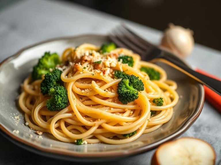 Pasta with broccoli and garlic