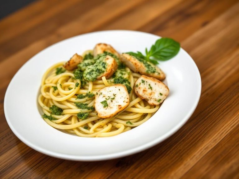 Pasta with Creamy Pesto and Chicken