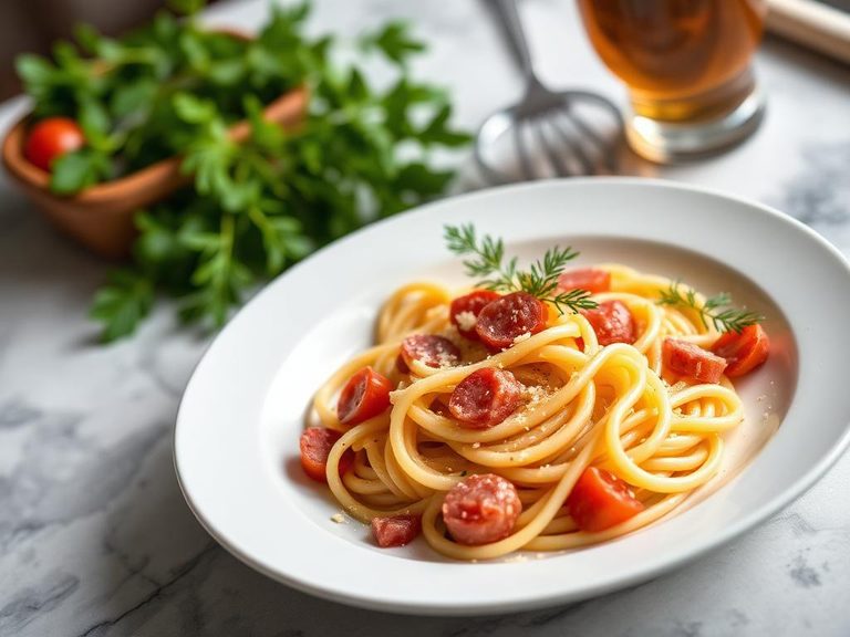 Pasta with salami