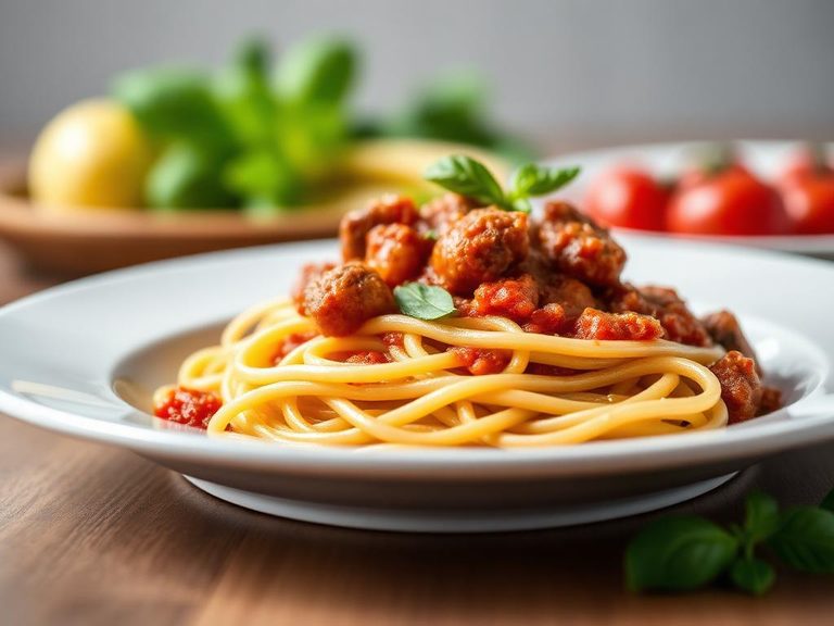 Pasta with sausage and tomato sauce