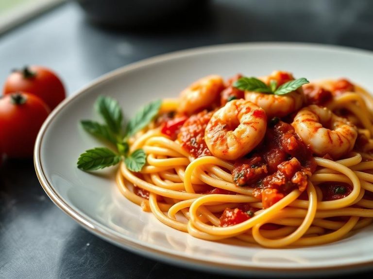 Pasta with Shrimp and Tomato Sauce