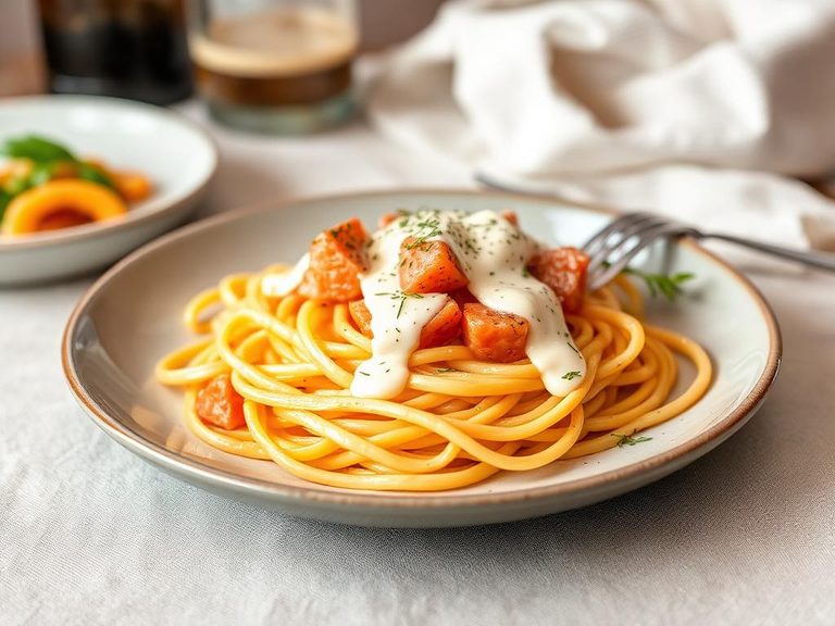 Pasta with Smoked Salmon and Cream Sauce
