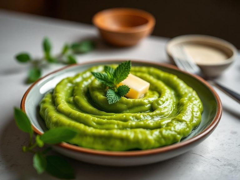Pea purée with mint and a touch of butter